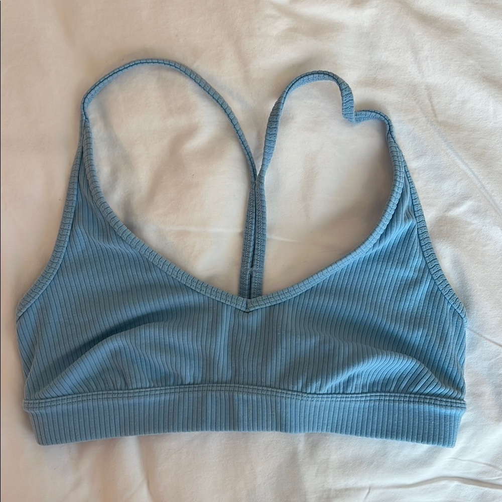 ALO Yoga Ribbed Blissful Bra (Blue Skies)